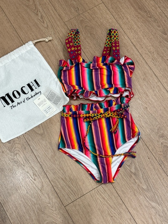 All Things Mochi Louise Rainbow Stripe Ruffled Bikini Size XS - Picture 4 of 8